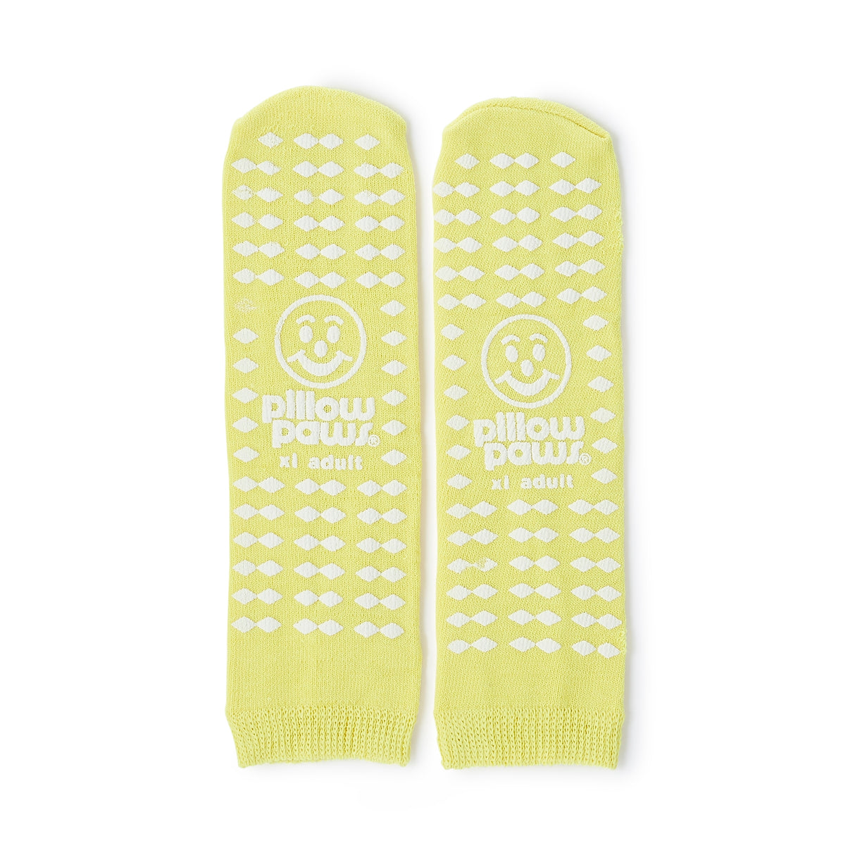Slipper Socks Pillow Paws® Risk Alert® Terries™ Unisex Adult X-Large All Around Tread Single Patient Use Yellow - BeHope