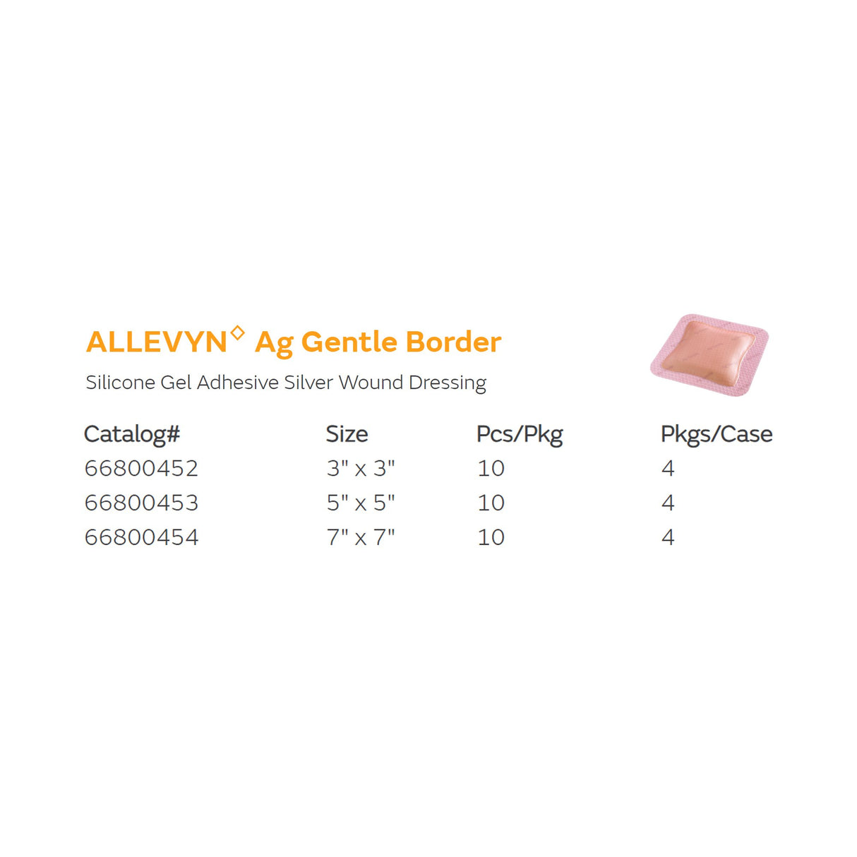 Silver Foam Dressing Allevyn Ag Gentle Border 3 X 3 Inch Square Sterile - BeHope