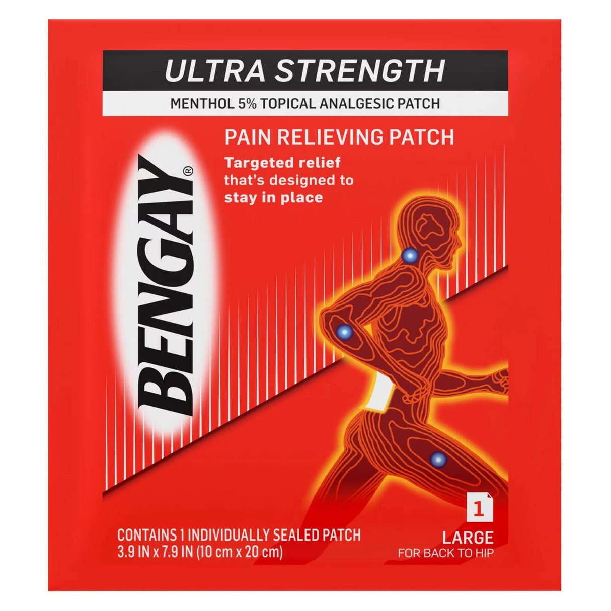 Topical Pain Relief Bengay® Ultra Strength 5% Strength Menthol Patch 4 per Box - BeHope