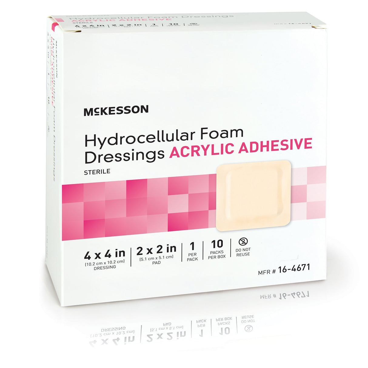 Foam Dressing McKesson 4 X 4 Inch With Border Film Backing Acrylic Adhesive Square Sterile - BeHope