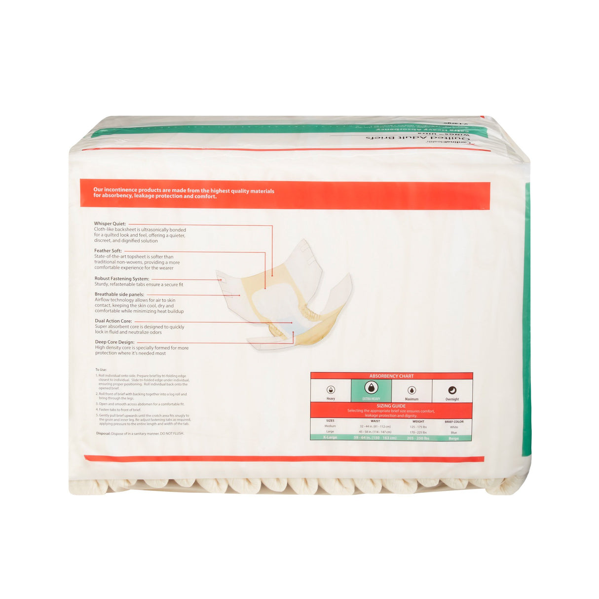 Unisex Adult Incontinence Brief Wings™ Ultra X-Large Disposable Heavy Absorbency - BeHope