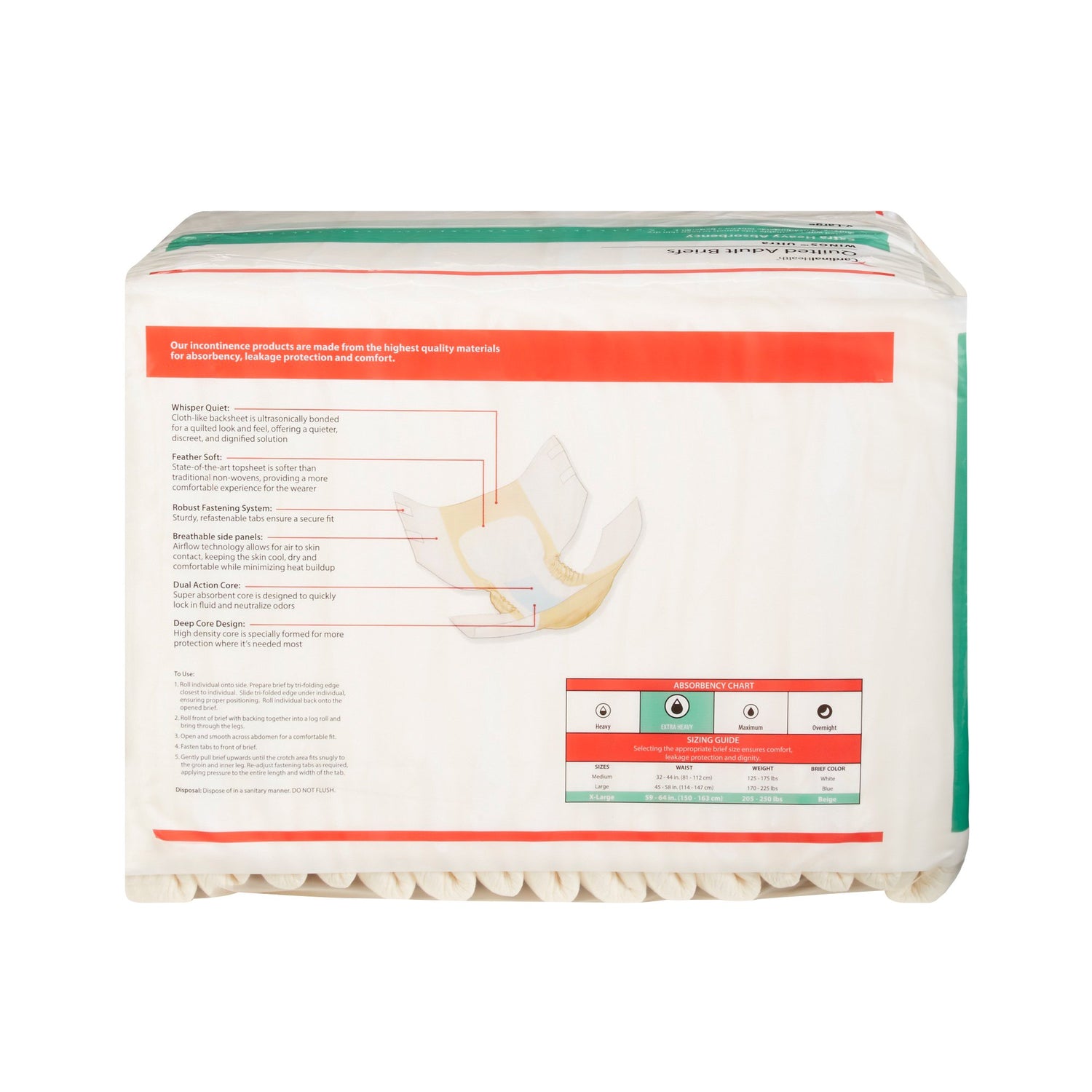 Unisex Adult Incontinence Brief Wings™ Ultra X-Large Disposable Heavy Absorbency - BeHope