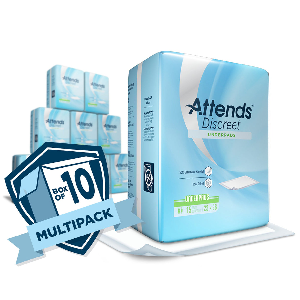 Disposable Underpad Attends® Discreet 23 X 36 Inch Polymer Light Absorbency - BeHope