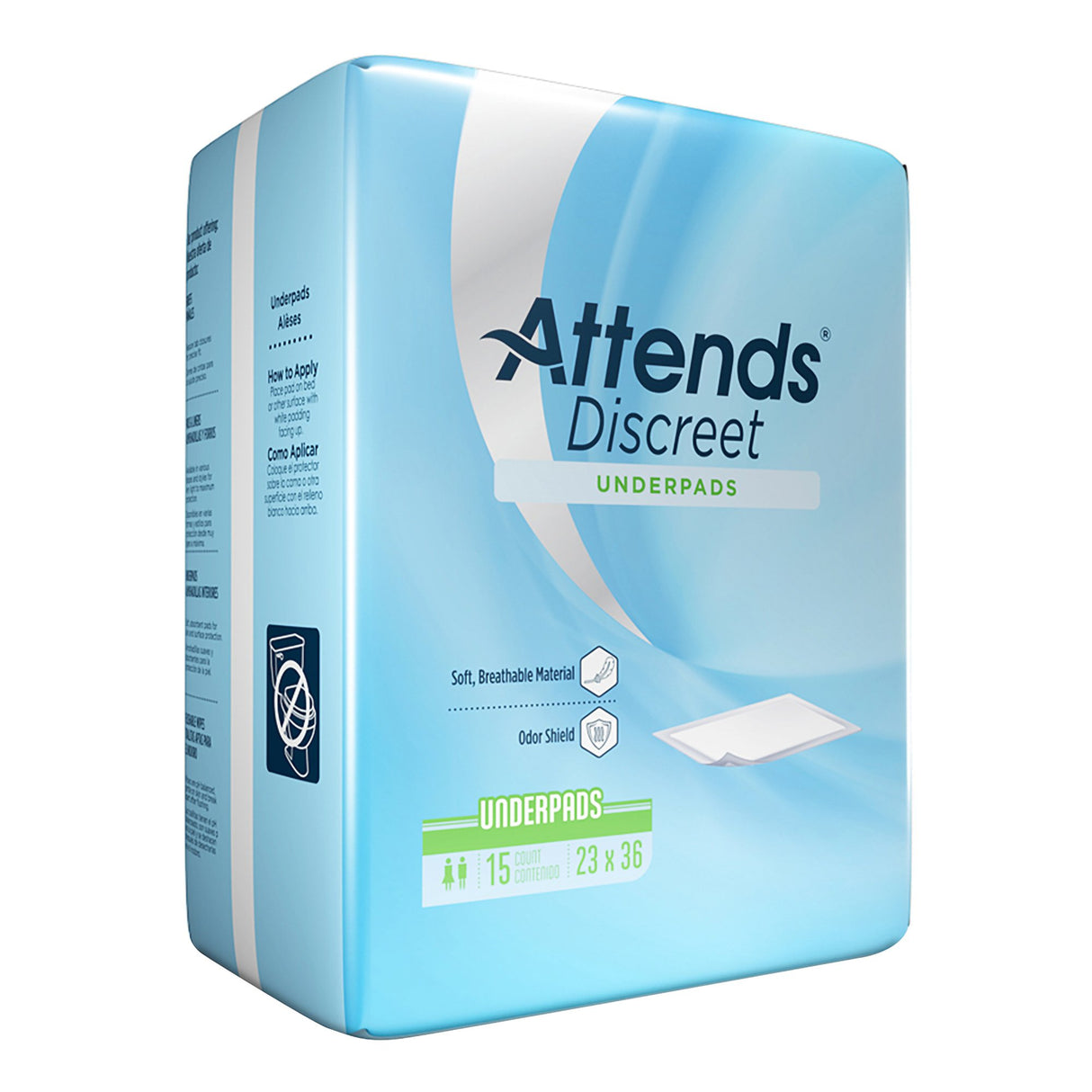 Disposable Underpad Attends® Discreet 23 X 36 Inch Polymer Light Absorbency - BeHope