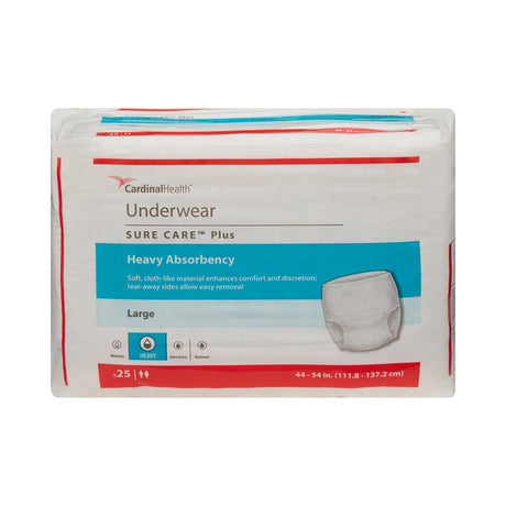 Unisex Adult Absorbent Underwear Sure Care™ Plus Pull On with Tear Away Seams Large Disposable Heavy Absorbency - BeHope