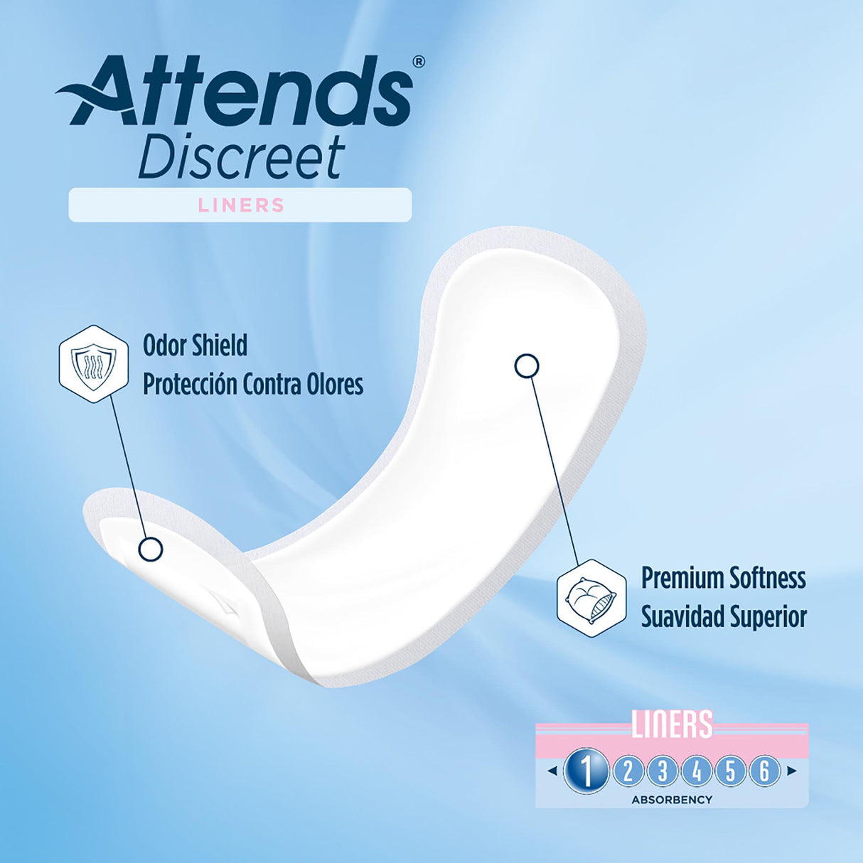 Bladder Control Pad Attends® Discreet 6 Inch Length Light Absorbency Polymer Core One Size Fits Most - BeHope