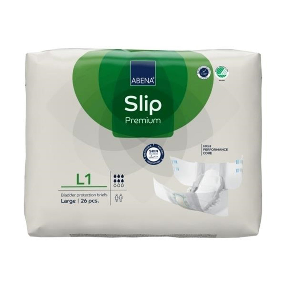 Unisex Adult Incontinence Brief Abena® Slip Premium L1 Large Disposable Heavy Absorbency - BeHope