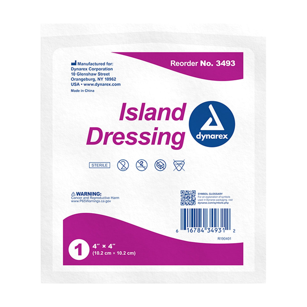 Island Dressing Dynarex 4 X 4 Inch Square Sterile - BeHope