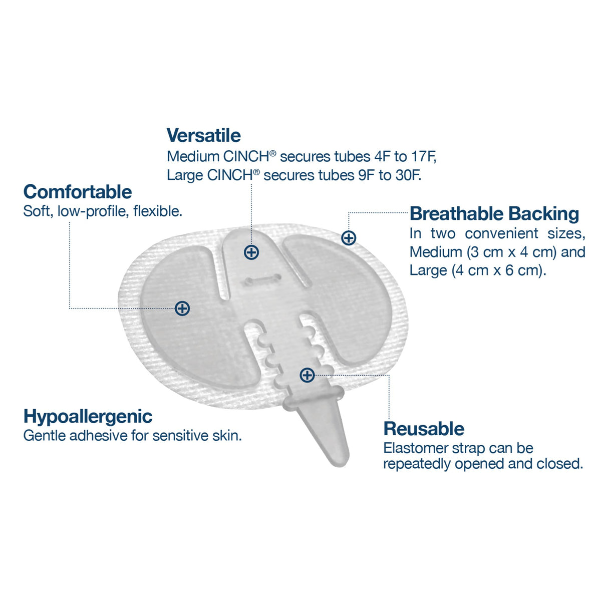 Tube Securement Device CINCH® Medium, 4 to 17 Fr., Silicone - BeHope