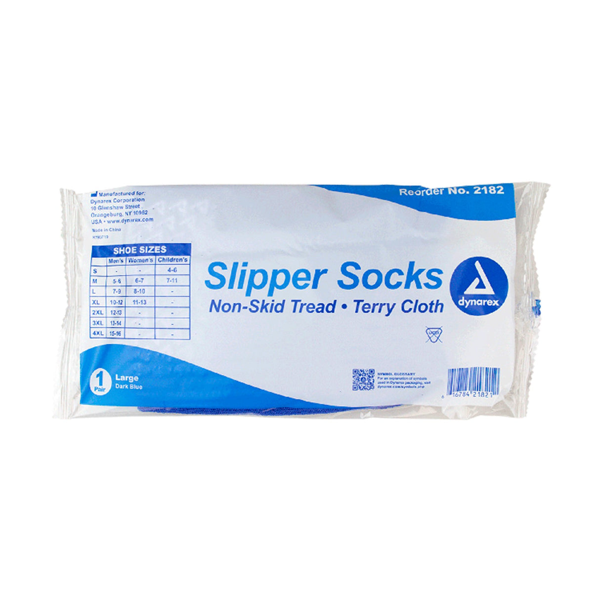 Slipper Socks Dynarex Unisex Adult Large Single Tread Single Patient Use Blue - BeHope