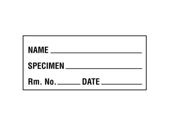 Pre-Printed / Write On Label Laboratory Use White NAME _____ / SPECIMEN _____ / Rm. No. _____ / DATE _____ Black Patient Information 1 X 2-1/4 Inch - BeHope