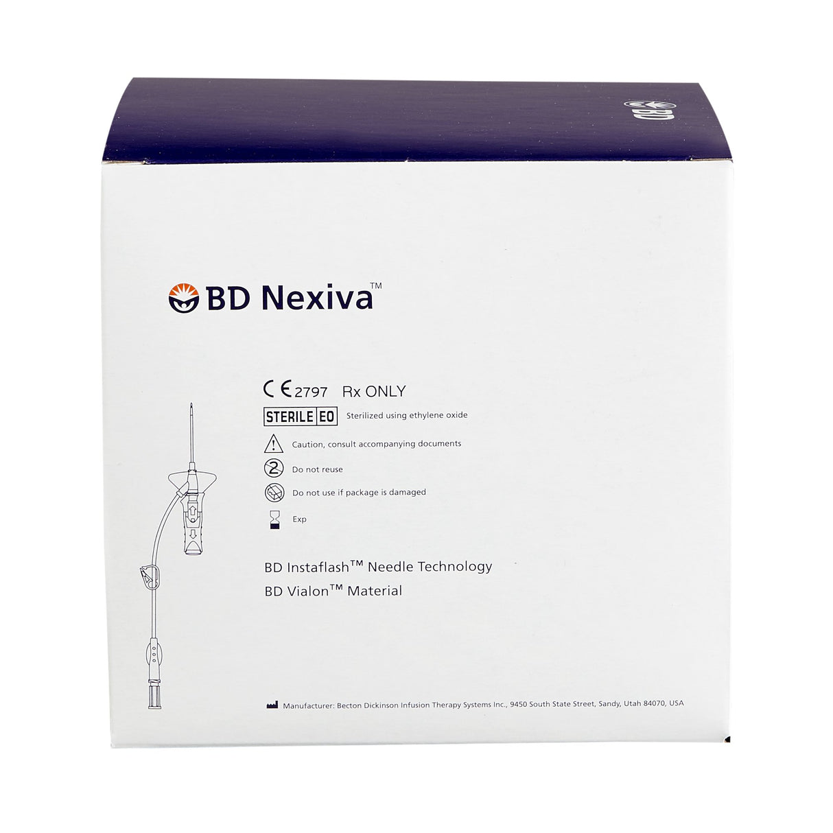 Closed IV Catheter Nexiva™ 22 Gauge 1 Inch Vialon Biomaterial Winged Hub Blood Control - BeHope