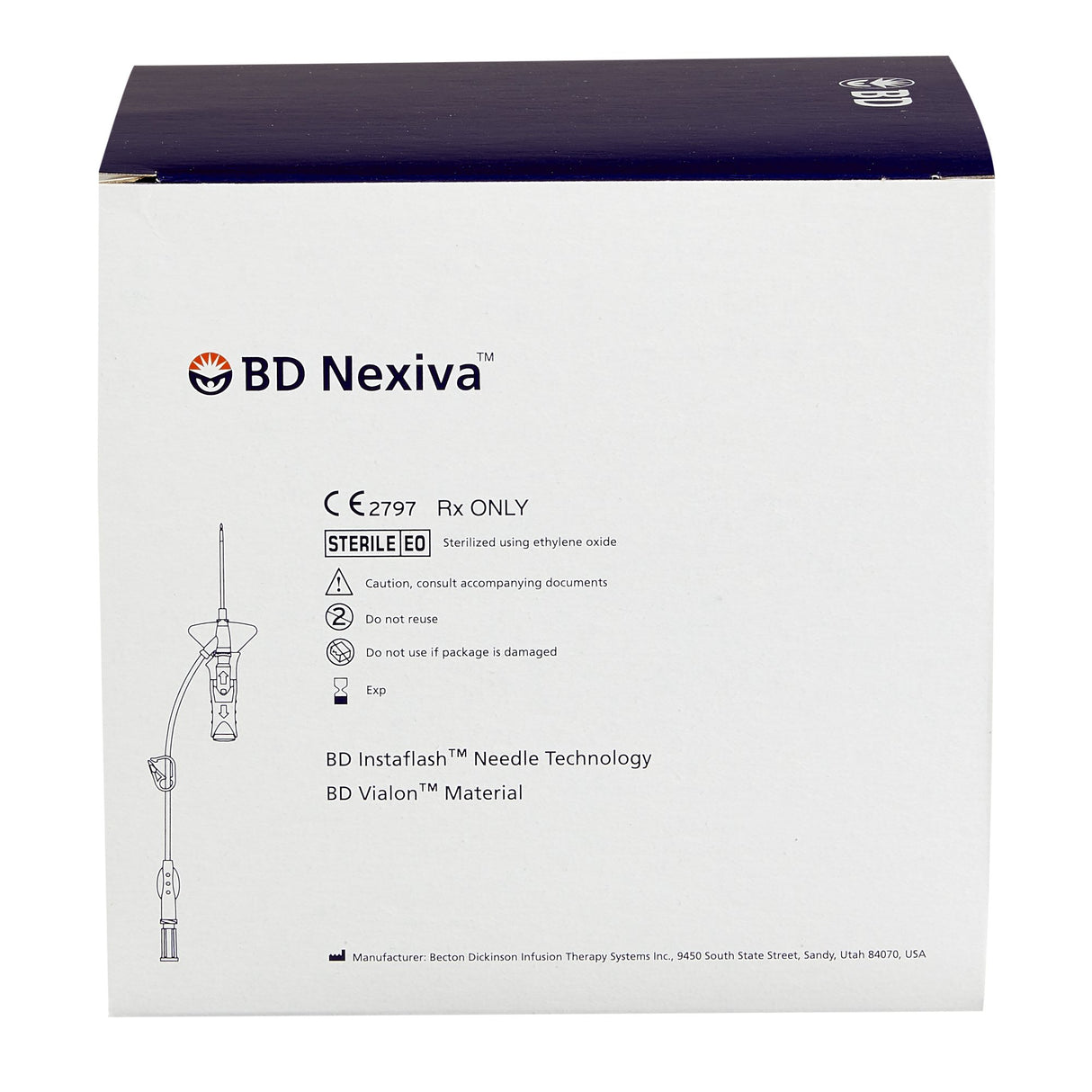 Closed IV Catheter Nexiva™ 20 Gauge 1 Inch Vialon Biomaterial Winged Hub Blood Control - BeHope