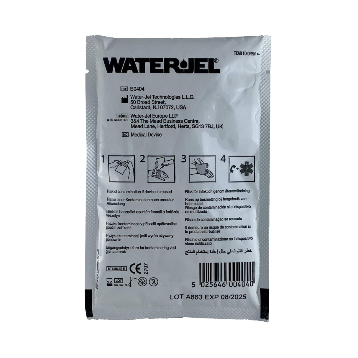 Hydrogel Burn Dressing Water-Jel® First Responder Sheet 4 X 4 Inch Sterile - BeHope