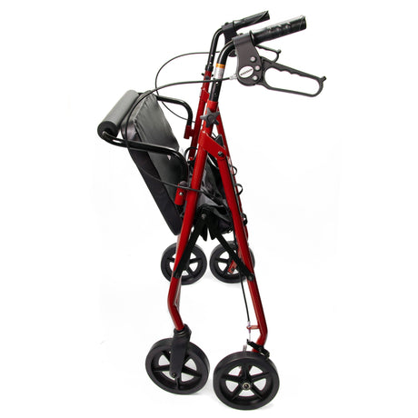 Bariatric 4 Wheel Rollator McKesson Red Adjustable Height / Heavy Duty / Folding Steel Frame - BeHope
