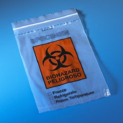 Specimen Transport Bag with Document Pouch 6 X 9 Inch Zip Closure Biohazard Symbol / Storage Instructions NonSterile - BeHope