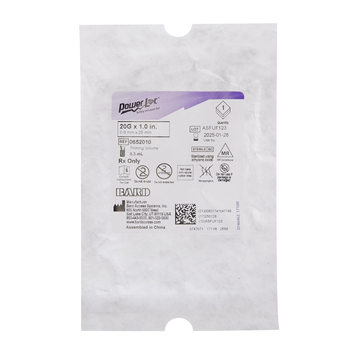 Huber Infusion Set PowerLoc® Max 20 Gauge 1 Inch 8 Inch Tubing Without Port - BeHope