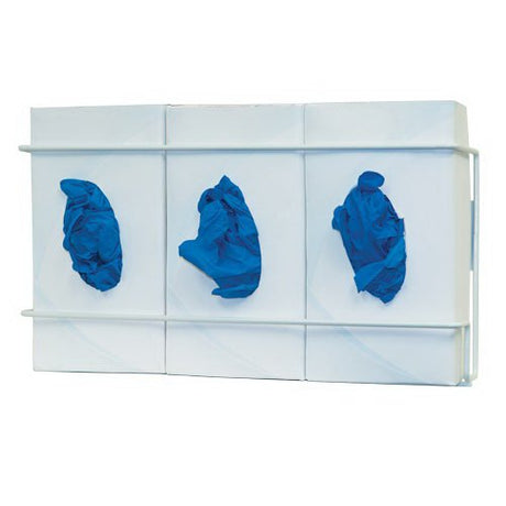 Glove Box Holder Horizontal or Vertical Mounted 3-Box Capacity White 3.75 X 8.16 X 16.32 Inch Coated Wire - BeHope