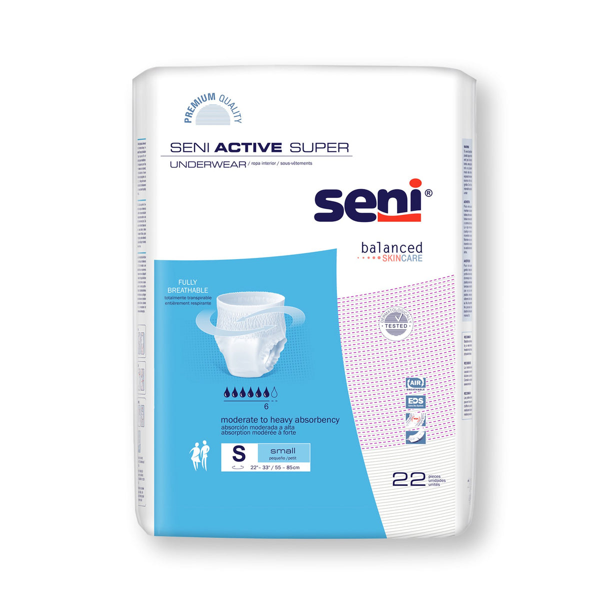 Unisex Adult Absorbent Underwear Seni® Active Super Pull On with Tear Away Seams Small Disposable Moderate Absorbency - BeHope