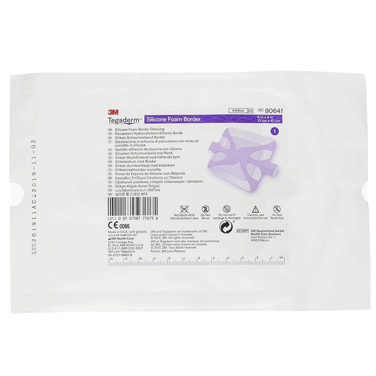 Foam Dressing 3M™ Tegaderm™ 2 X 2 Inch With Border Film Backing Silicone Adhesive Square Sterile - BeHope