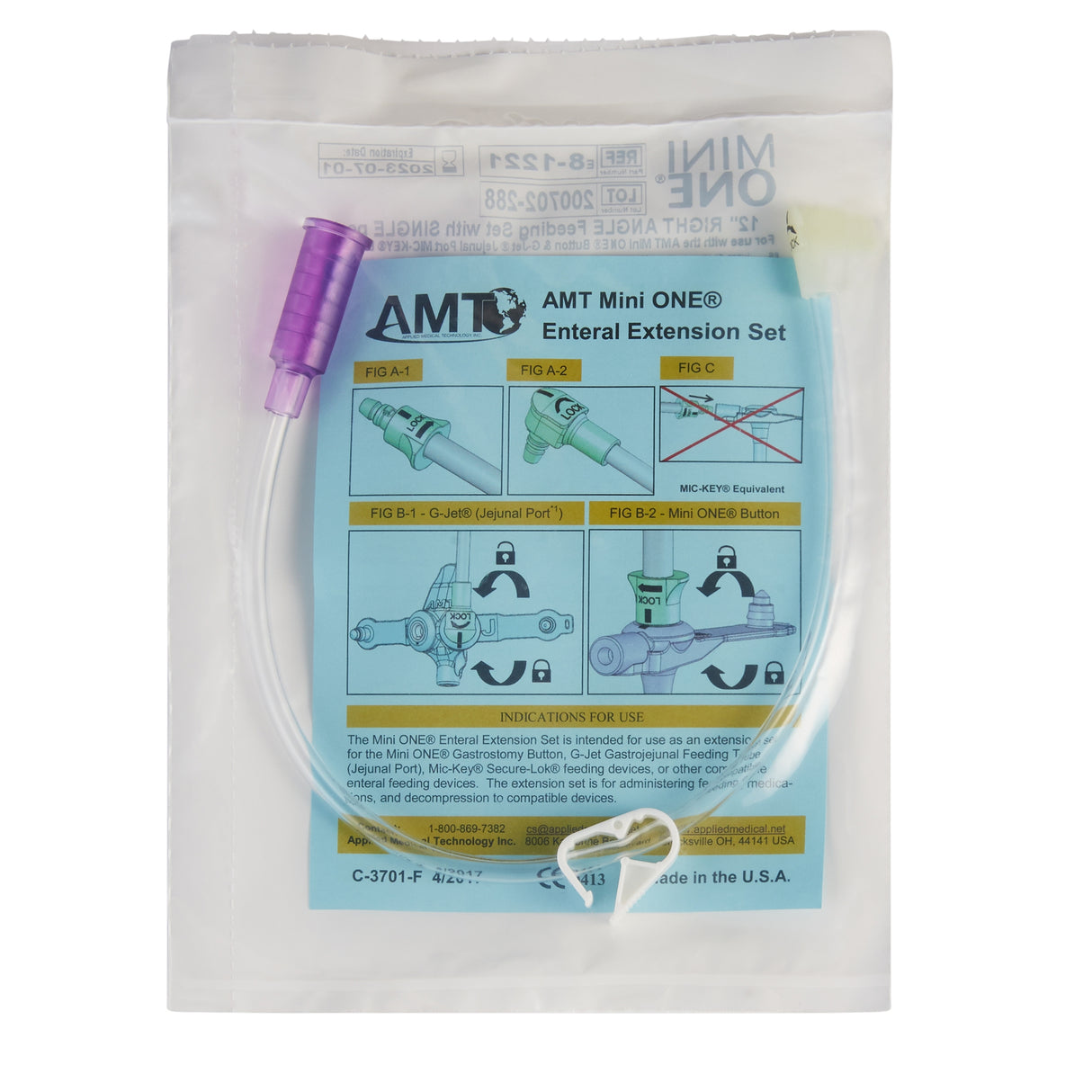 Bolus Enteral Feeding Extension Tube Set Mini ONE® 12 Inch, Purple - BeHope