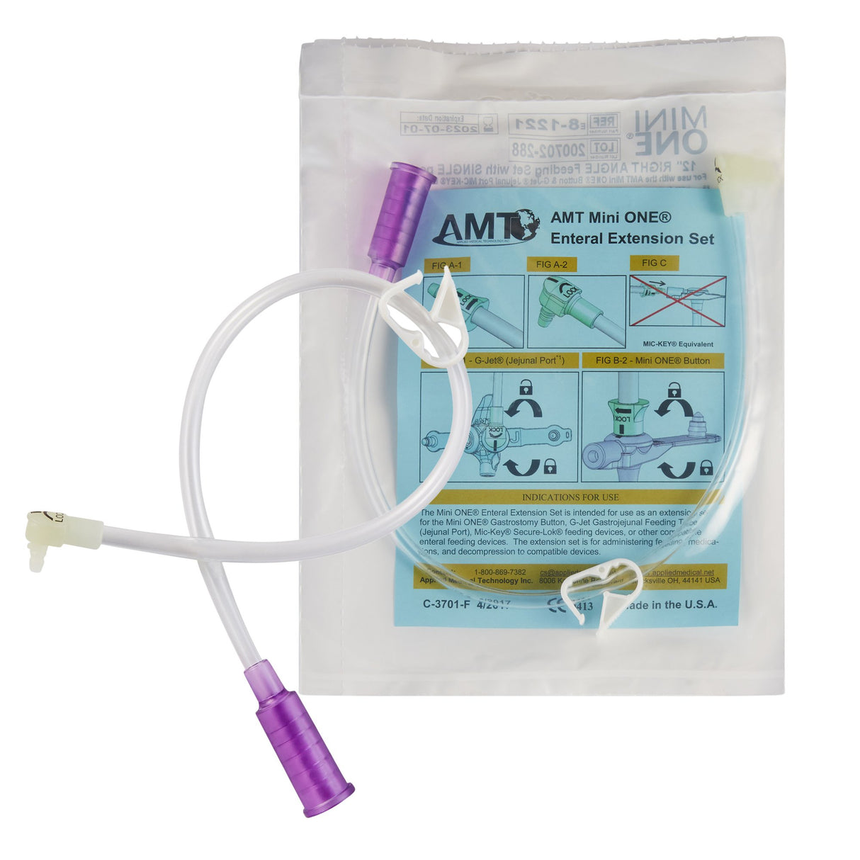 Bolus Enteral Feeding Extension Tube Set Mini ONE® 12 Inch, Purple - BeHope