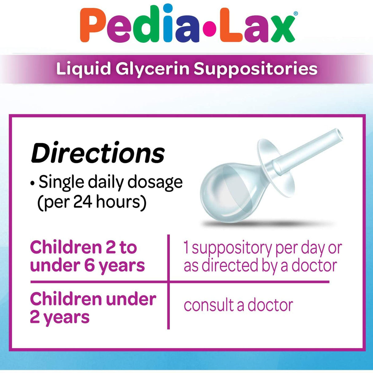 Laxative Pedia-Lax® Suppository 6 per Box 2.8 Gram Strength Glycerin - BeHope