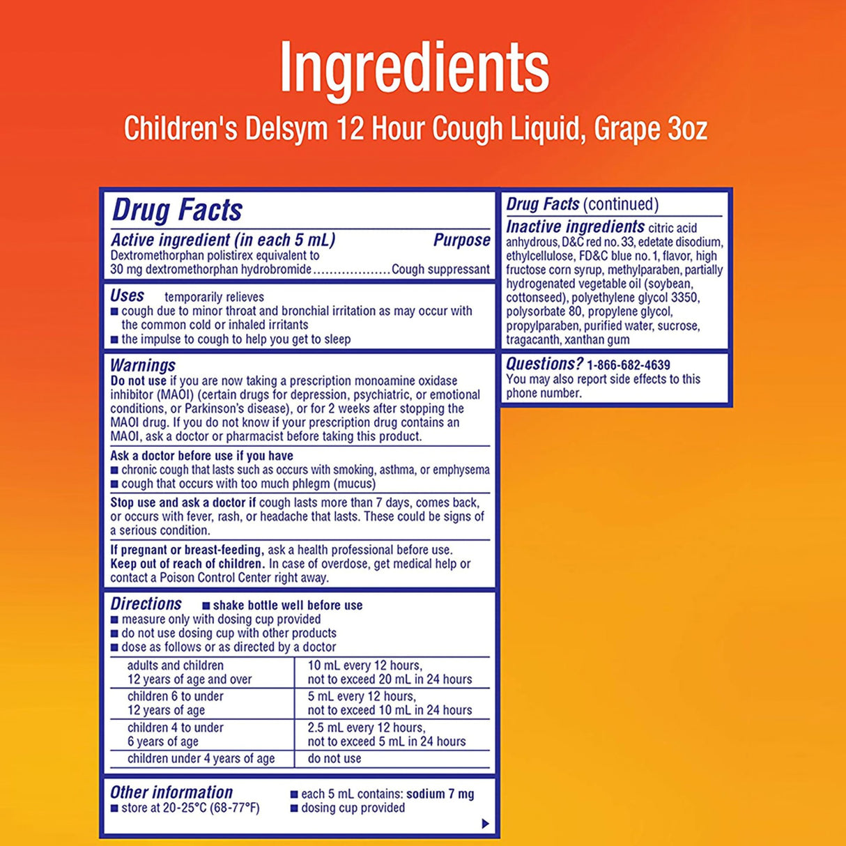 Children's Cold and Cough Relief Delsym® 30 mg / 5 mL Strength Liquid 3 oz. - BeHope