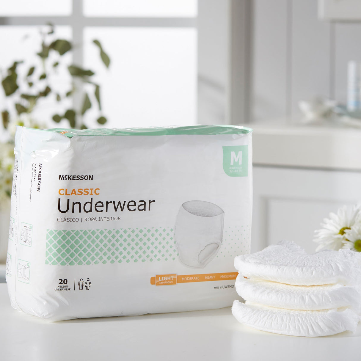 Unisex Adult Absorbent Underwear McKesson Classic Pull On with Tear Away Seams Medium Disposable Light Absorbency - BeHope