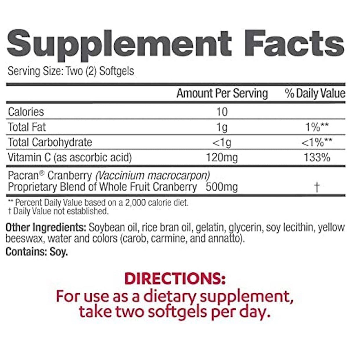 Urinary Tract Health Dietary Supplement AZO® Vitamin C (as ascorbic acid) / Cranberry (Vaccinium macrocarpon) Whole Fruit Powder 120 mg - 500 mg Strength Softgel 100 per Bottle - BeHope