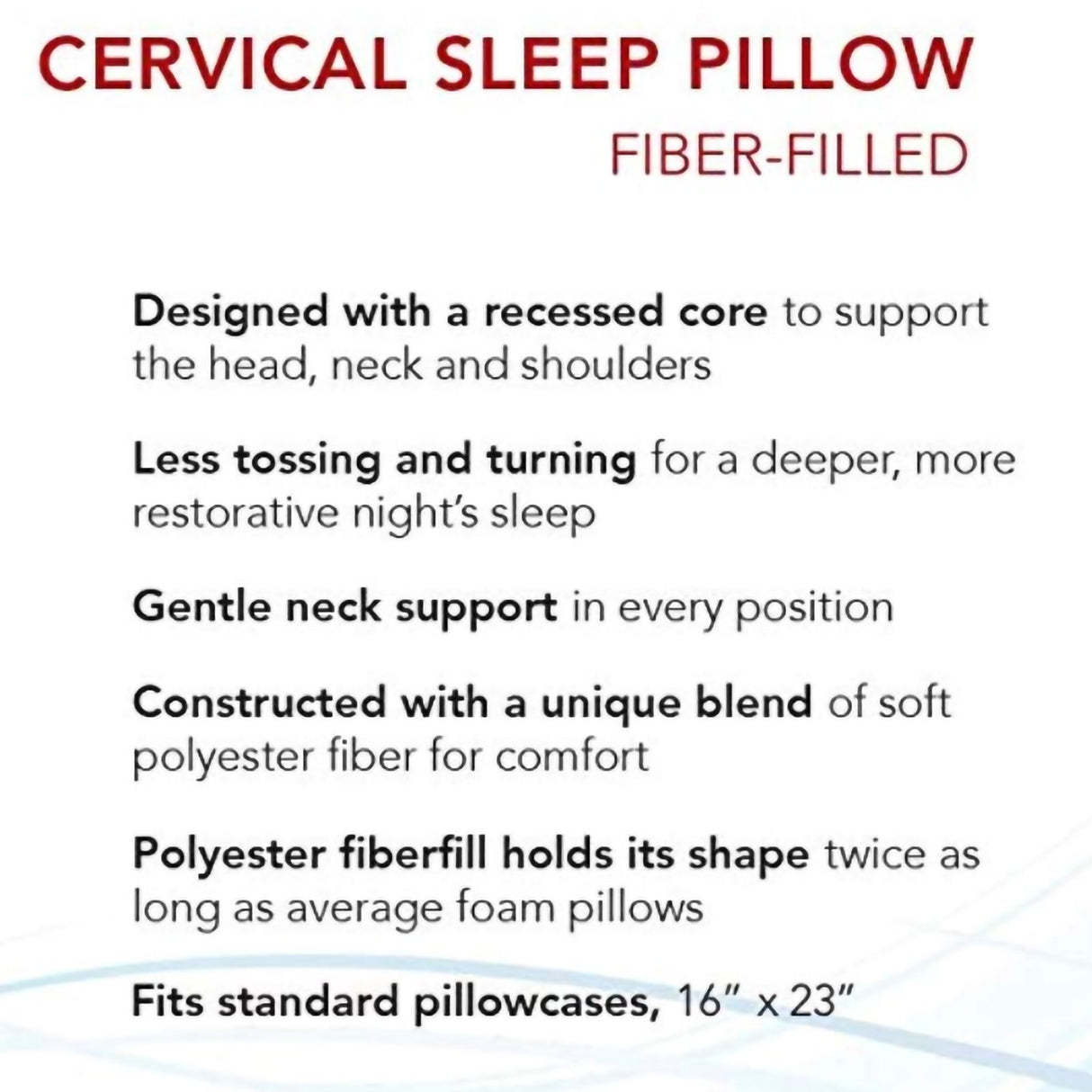 Cervical Pillow Roscoe Medical Soft 16 X 23 Inch White - BeHope