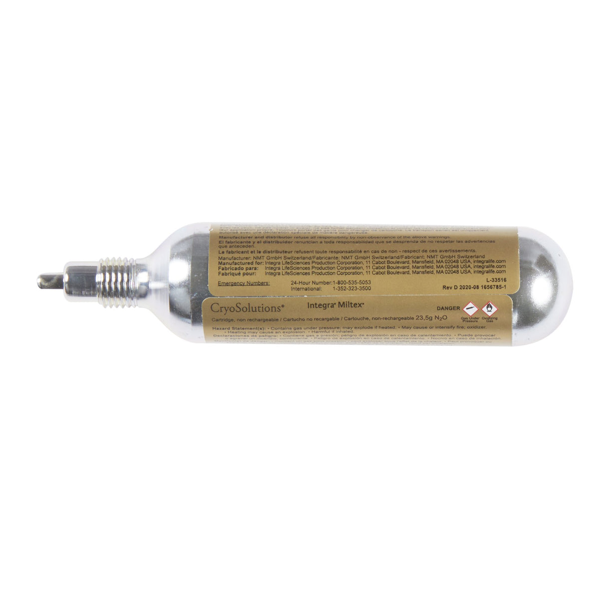 Liquified Nitrous Oxide Cartridge CryoSolutions® 23.5 Gram - BeHope