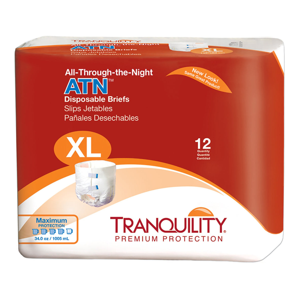 Unisex Adult Incontinence Brief Tranquility® ATN X-Large Disposable Heavy Absorbency - BeHope