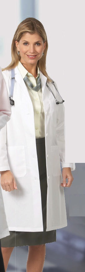 Lab Coat White Size 10 Knee Length 65% Polyester / 35% Cotton Reusable - BeHope