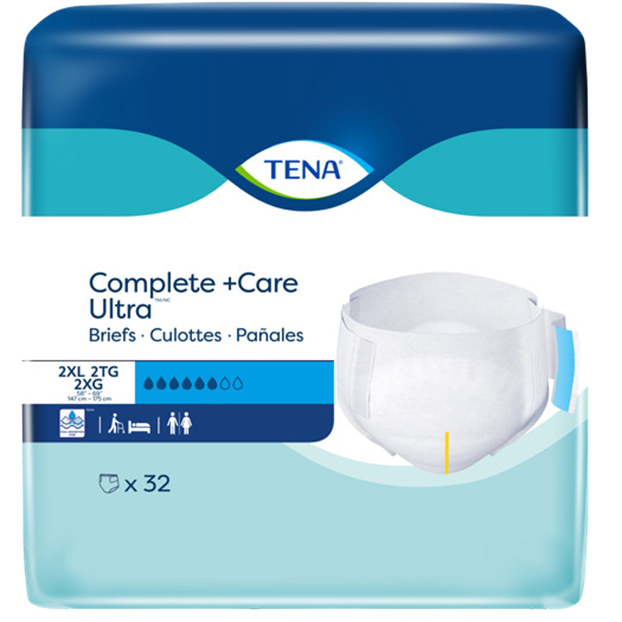 Unisex Adult Incontinence Brief TENA Complete + Care Ultra™ 2X-Large Disposable Moderate Absorbency - BeHope