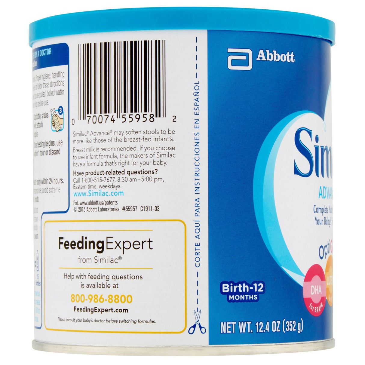 Infant Formula Similac® Advance® Unflavored 12.4 oz. Can Powder Iron - BeHope