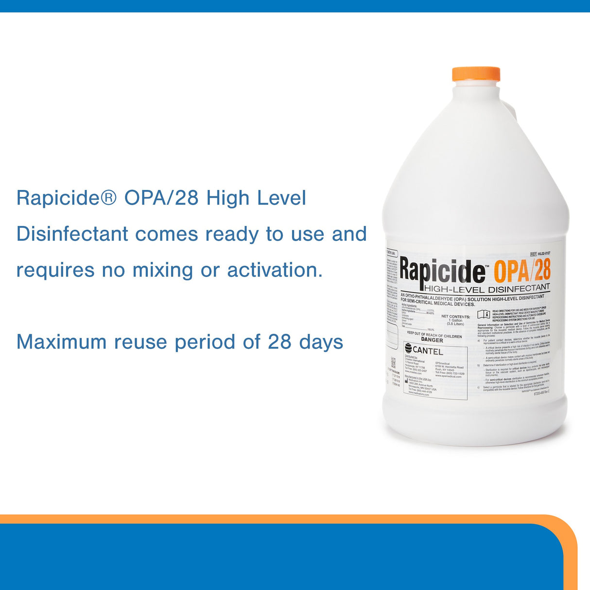 OPA High-Level Disinfectant Rapicide™ OPA/28 RTU Liquid 1 gal. Jug Reusable - BeHope