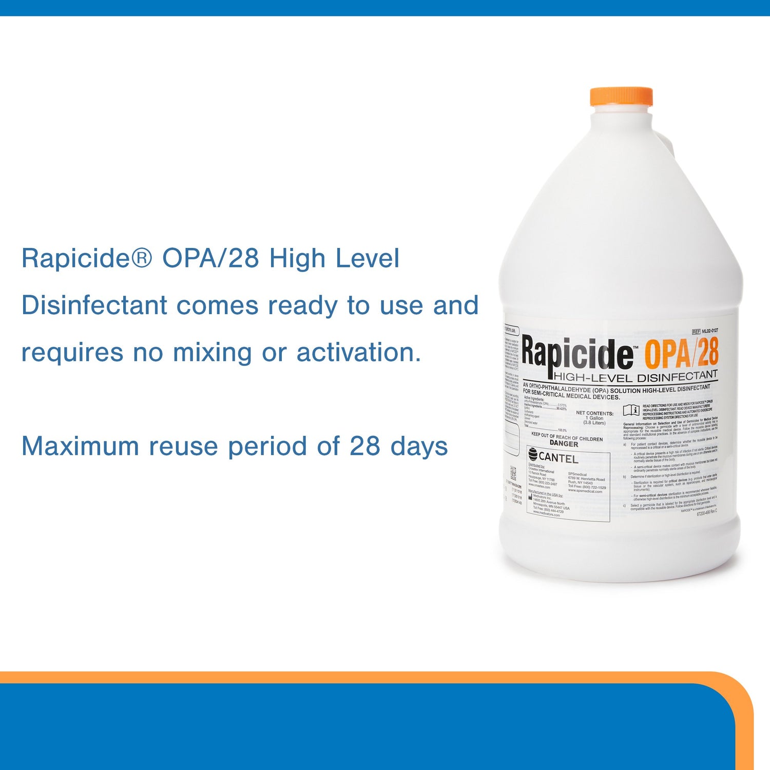 OPA High-Level Disinfectant Rapicide™ OPA/28 RTU Liquid 1 gal. Jug Reusable - BeHope