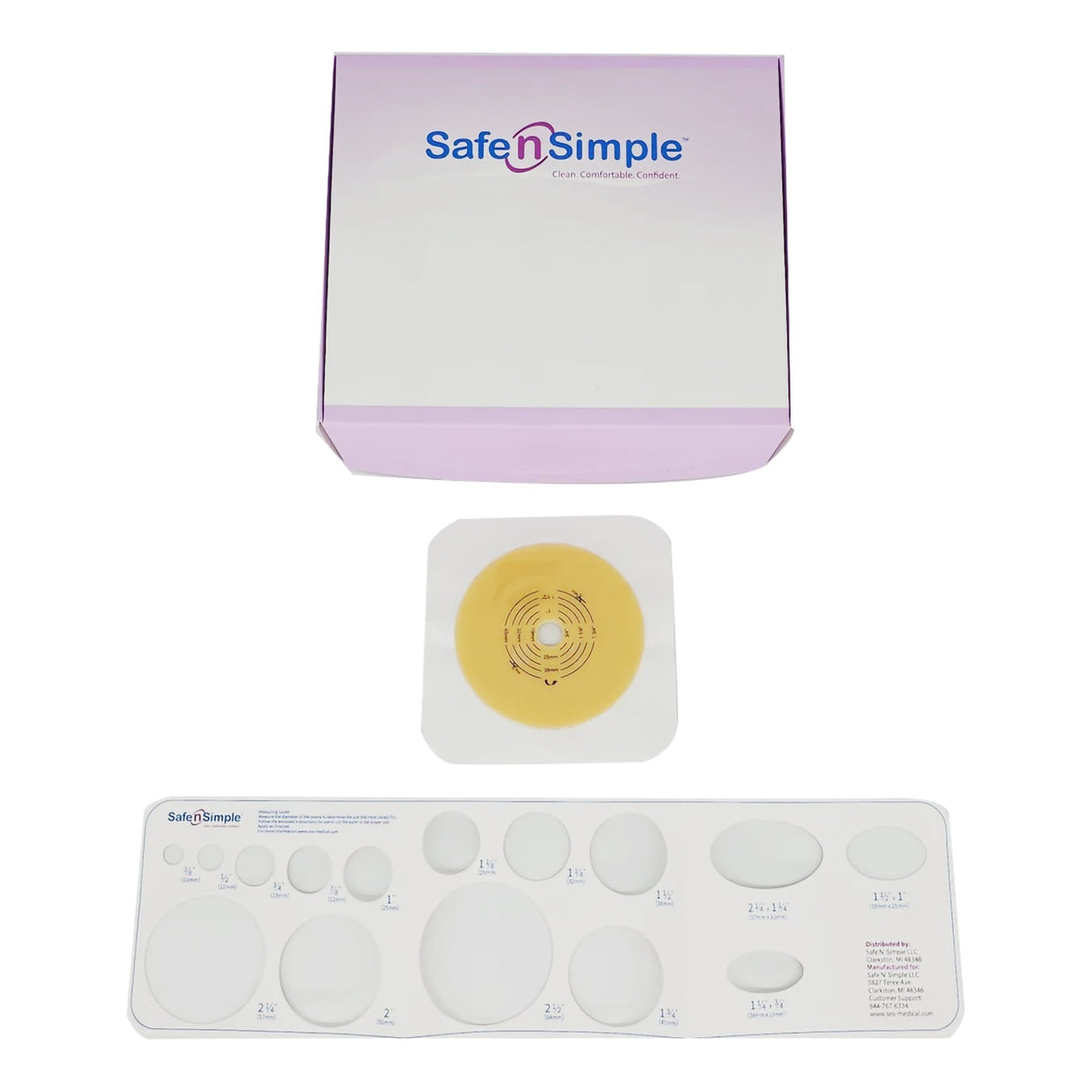 Ostomy Barrier Trim to Fit, Standard Wear Flexible Tape 57 mm Flange Red Code System Up to 1-3/4 Inch Opening 5 X 5 Inch - BeHope