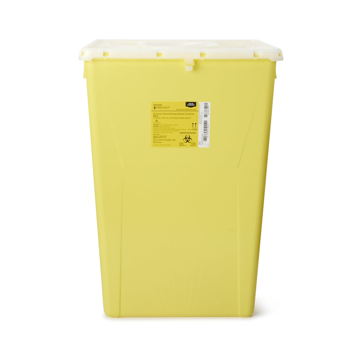 Chemotherapy Waste Container McKesson Prevent® Yellow Base 24-3/5 H X 17-3/10 W X 13 L Inch Vertical Entry 18 Gallon - BeHope