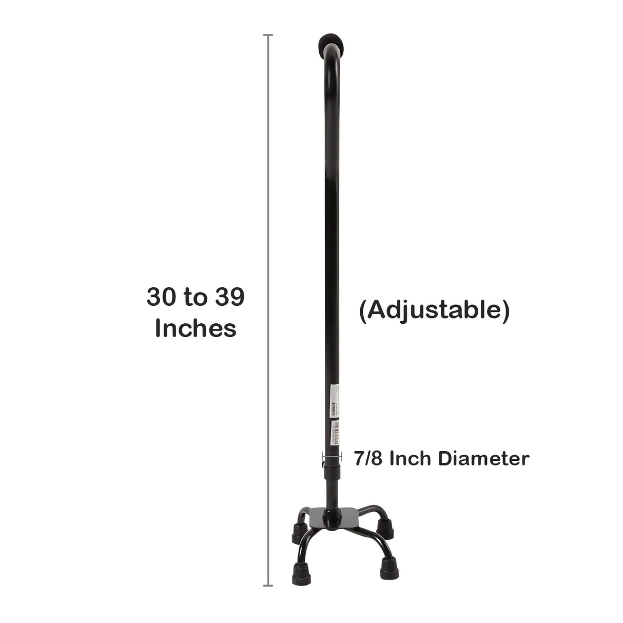 Small Base Quad Cane McKesson Steel 30 to 39 Inch Height Black - BeHope