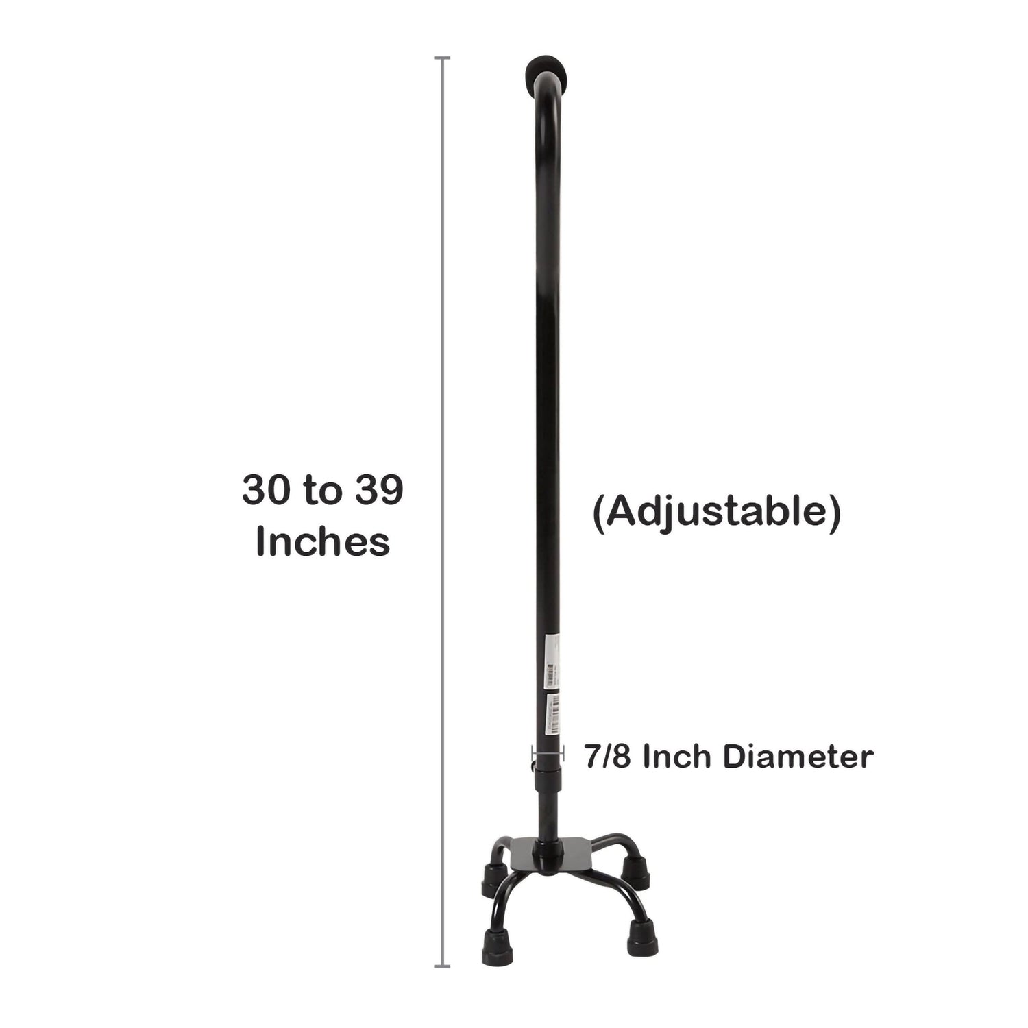 Small Base Quad Cane McKesson Steel 30 to 39 Inch Height Black - BeHope