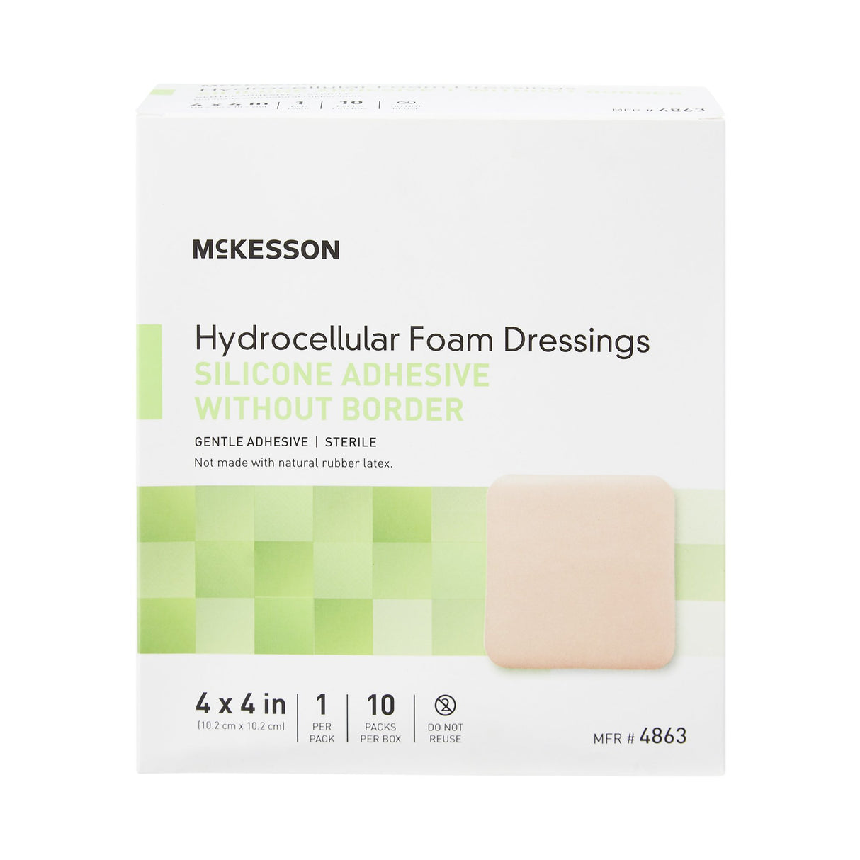 Foam Dressing McKesson 4 X 4 Inch Without Border Film Backing Silicone Gel Adhesive Square Sterile - BeHope