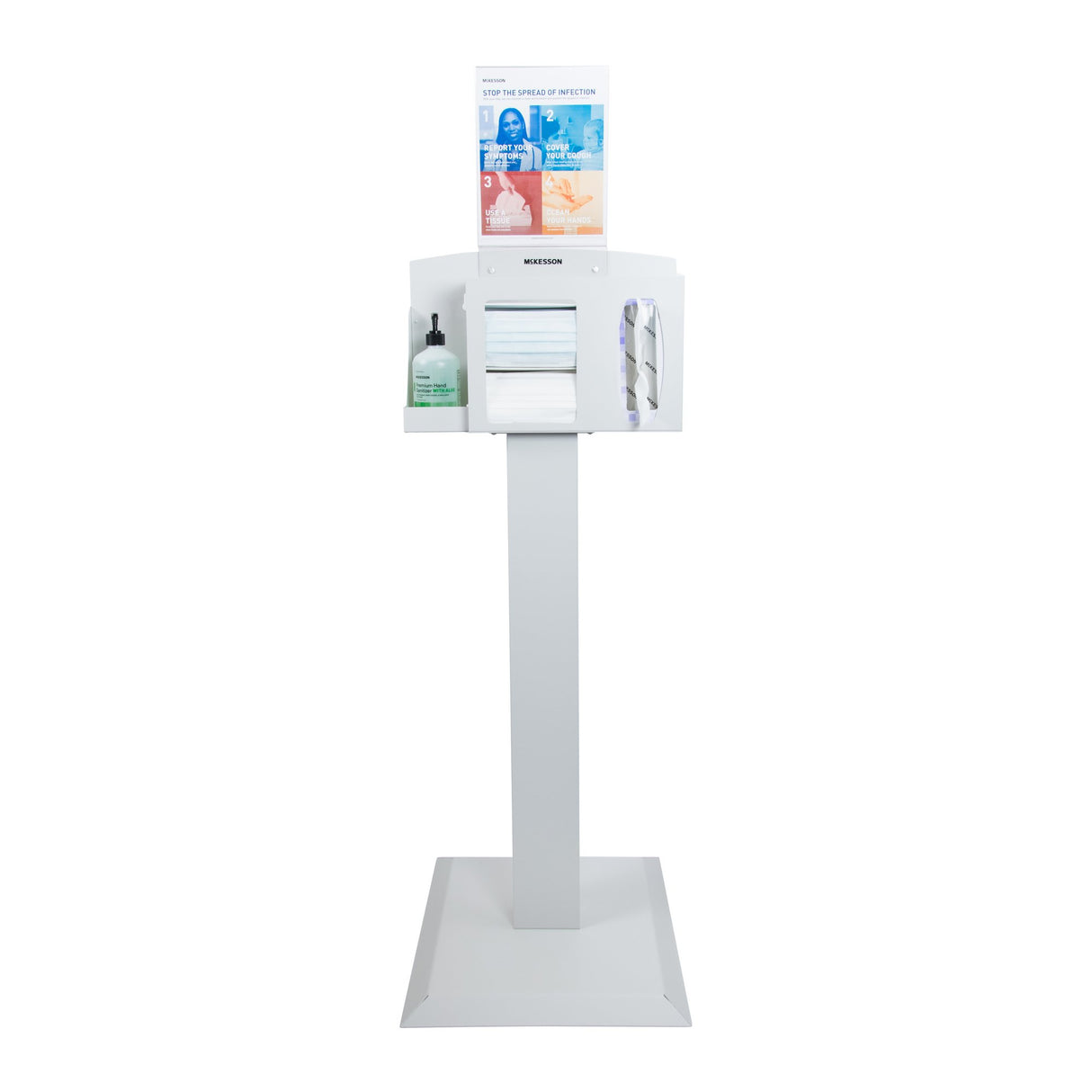Hygiene Dispensing Station McKesson Floor Stand Quartz Beige 18 W X 59.10 H X 18 D Inch Aluminum / Cold Rolled Steel / PETG Plastic - BeHope