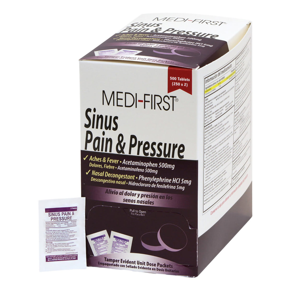 Sinus Relief Medi-First® 500 mg - 5 mg Strength Tablet 500 per Box - BeHope