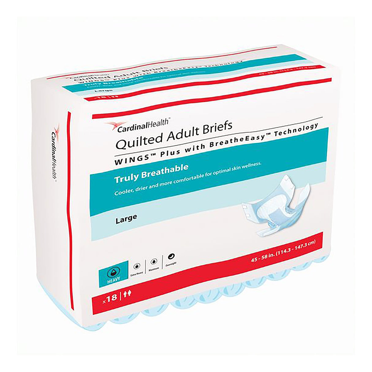 Unisex Adult Incontinence Brief Wings™ Quilted Plus with BreatheEasy™ Technology X-Large Disposable Heavy Absorbency - BeHope