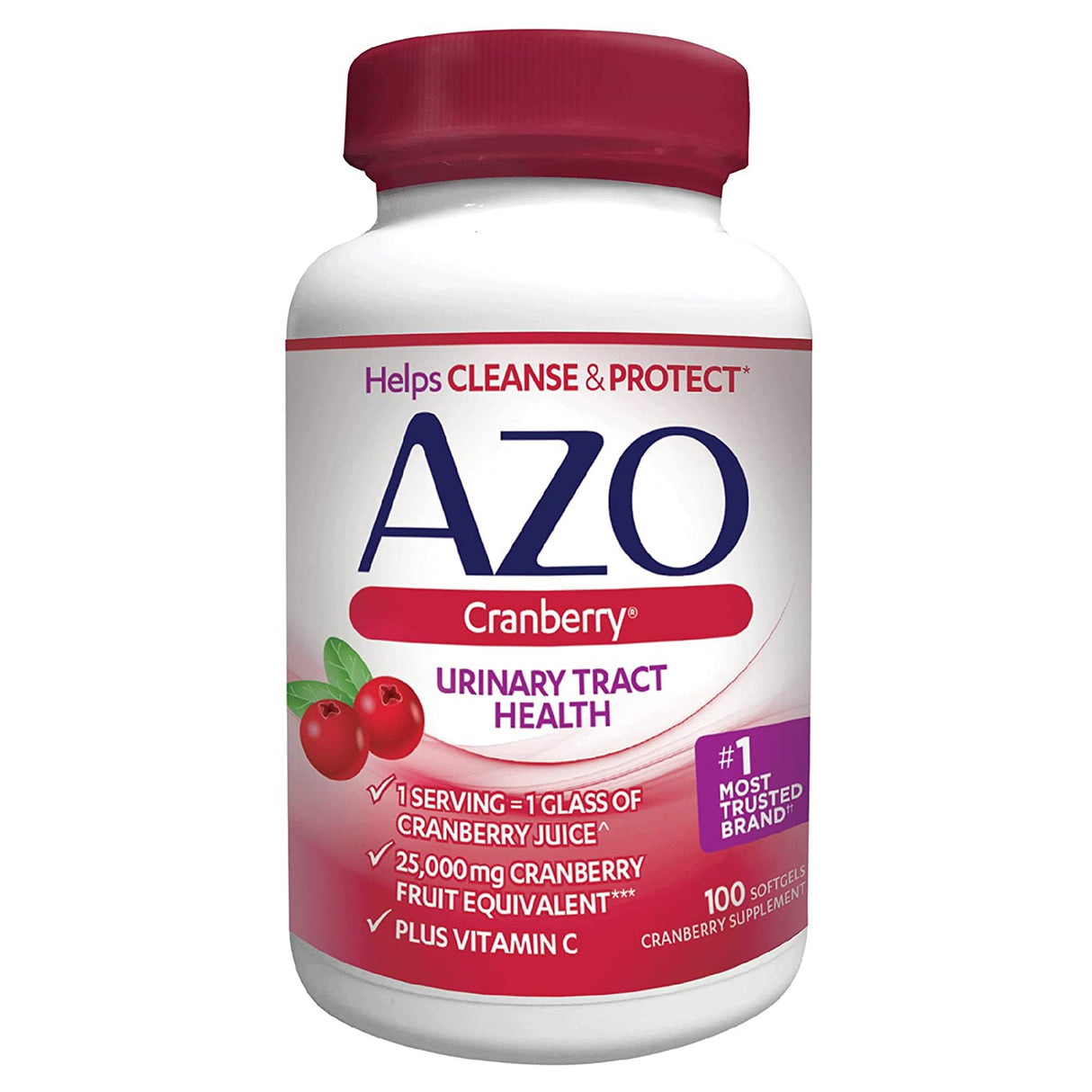 Urinary Tract Health Dietary Supplement AZO® Vitamin C (as ascorbic acid) / Cranberry (Vaccinium macrocarpon) Whole Fruit Powder 120 mg - 500 mg Strength Softgel 100 per Bottle - BeHope