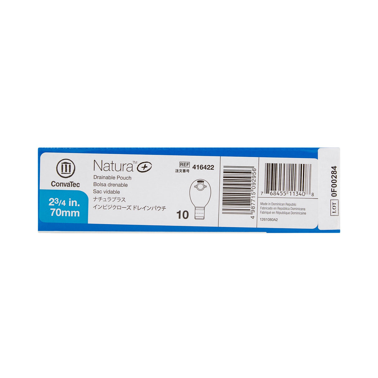Ostomy Pouch Natura® + Two-Piece System 12 Inch Length 1-1/4 to 1-3/4 Inch Stoma Drainable, Tail Closure - BeHope
