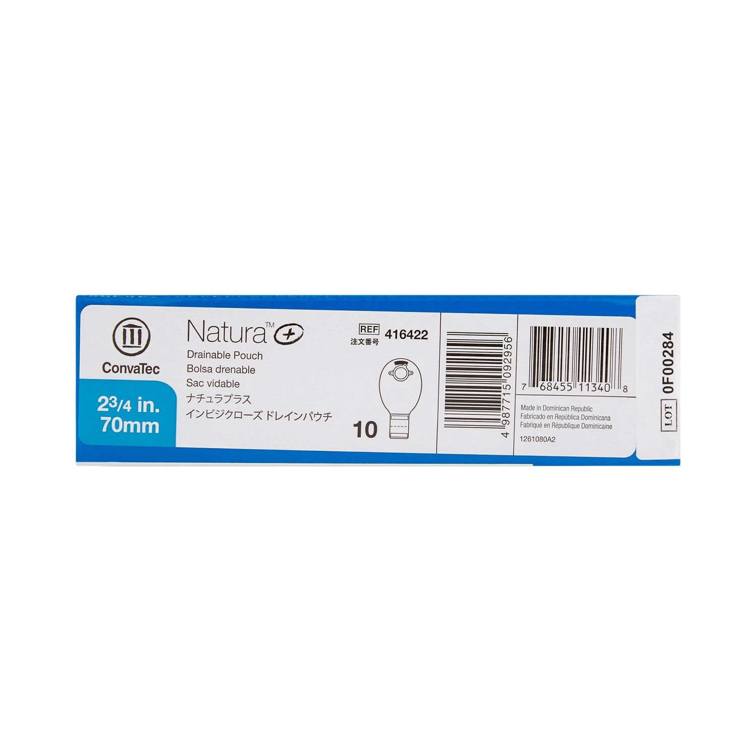 Ostomy Pouch Natura® + Two-Piece System 12 Inch Length 1-1/4 to 1-3/4 Inch Stoma Drainable, Tail Closure - BeHope
