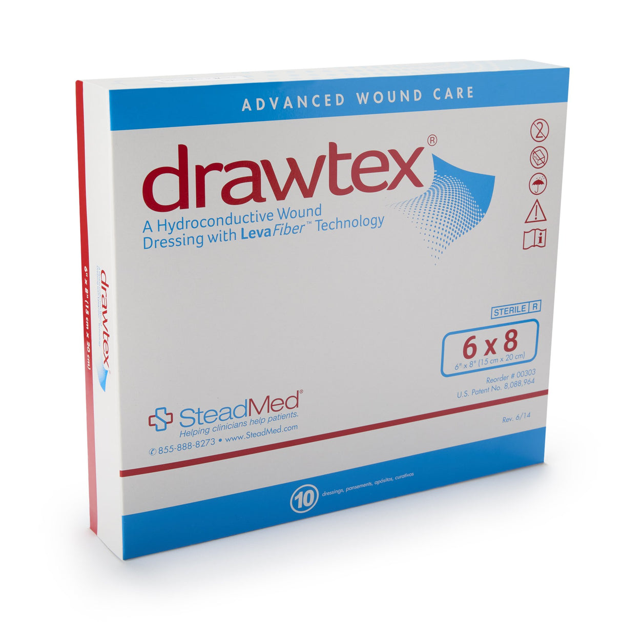Hydroconductive Wound Dressing Drawtex® 6 X 8 Inch Rectangle - BeHope